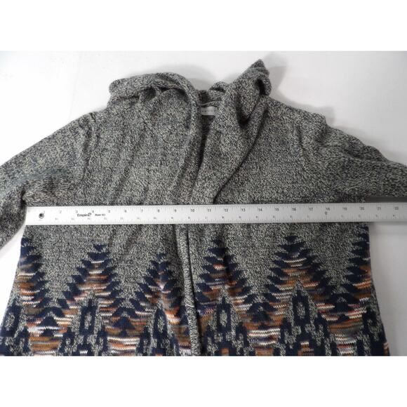 Absolutely Famous Sweater Cardigan Sz Medium Aztec Southwest Fringe Knit Hooded - Picture 11 of 14